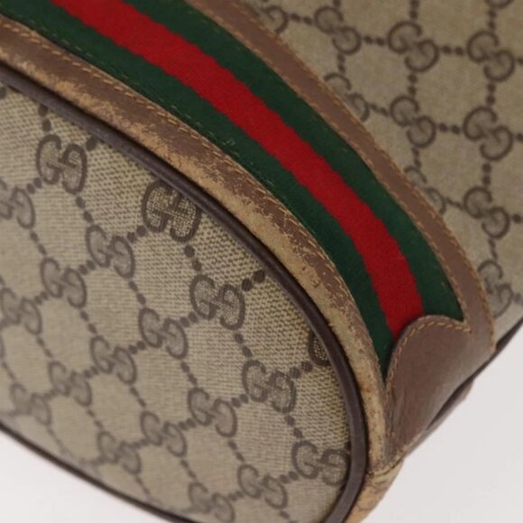 GUCCI GG Supreme Web Sherry Line Bag PVC Beige Gold - Picture 11 of 15